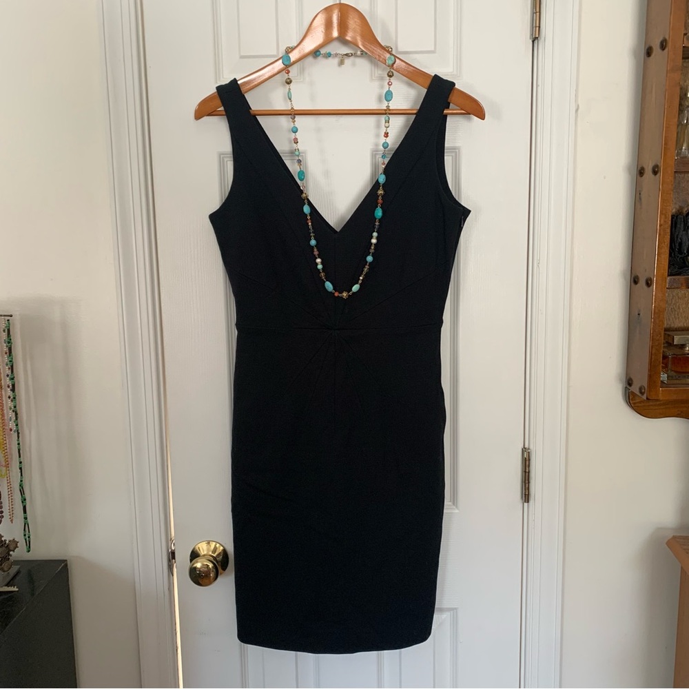 Y2K BR Black Deana V Neck Sheath Dress
